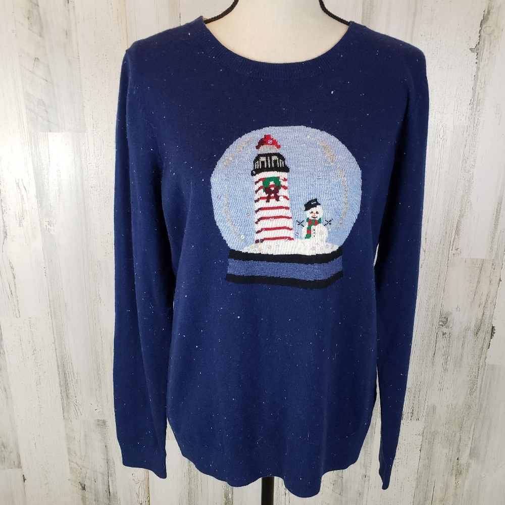 Talbots Snow Globe Christmas Sweater Size Large